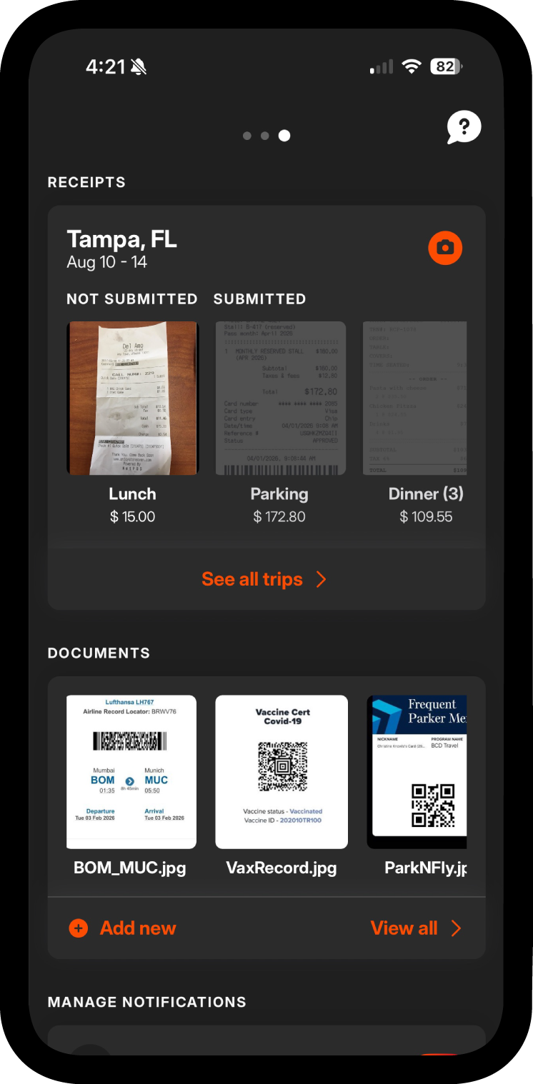 Capture receipts